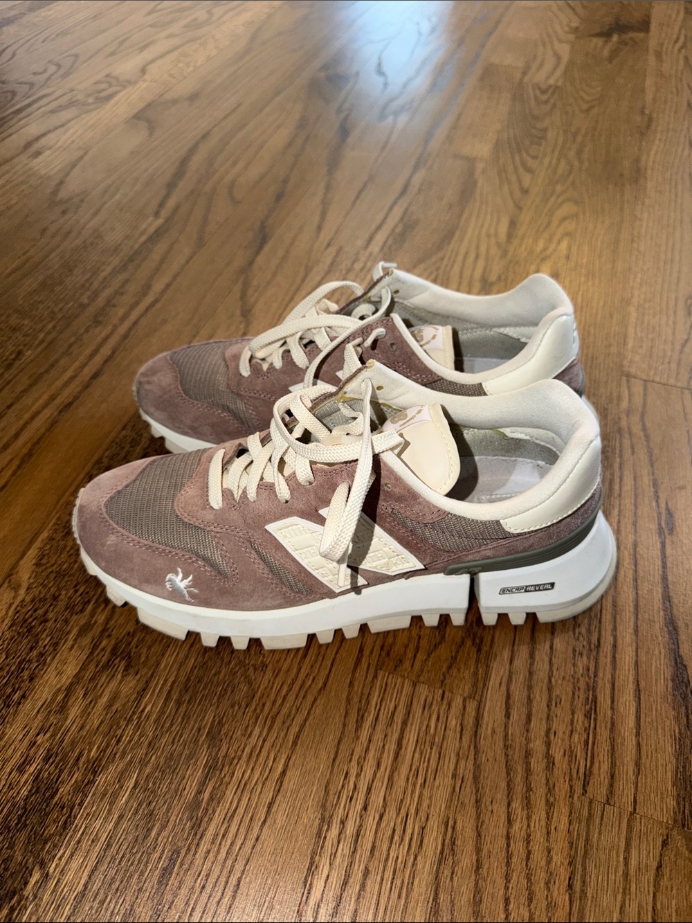 Kith Men's Suede and Mesh Sneakers in Dusty Mauve with Cream Accents